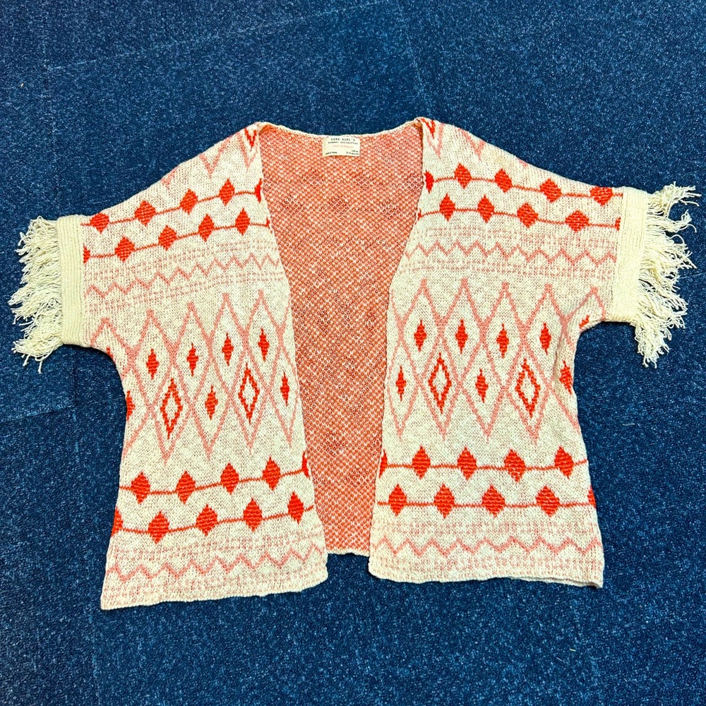 ZaraKids 9/10 tassel sleeve knit cardigan